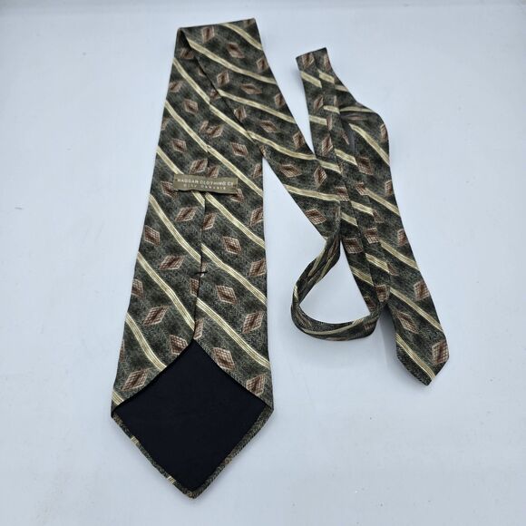 Mens Necktie Haggar clothing co. Tan  and Brown, Size Is 56in x 4in Vintage - Picture 3 of 6
